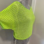 Women’s Fluorescent Green Mesh Oversized Tee. Flowy. Summer. Bright. Photo 4