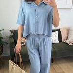 Holley Girl Gabbie Wide Leg Pants in Blue 1X Plus Size Photo 4