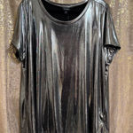 Torrid Silver Liquid Shine Metallic Crew Neck Top T Shirt 3X 22-24 NWT Photo 0