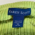 Karen Scott  green cable knit V neck button‎ sweater Photo 3