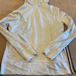 Terez  Women’s Grey Zip-up Hooded Sweatshirt with Rainbow Stitched Side Slits Photo 7