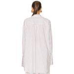 Helsa Cotton Poplin Striped Oversized Button Front Shirt Top Beige Stripe OS Photo 7