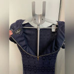 Lulus SZ small Navy Blue Floral Crochet Lace Short Sleeve Mini Dress Photo 2