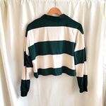 Disney Bambi Long-Sleeved Crop Top Green & Cream Striped Junior's Shirt XL Polo Photo 3