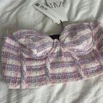 ZARA pink purple sweetheart zip up cropped corset top S Photo 5