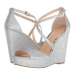 Badgley Mischka Jewel Wedge Heel Sandals Platform Silver Size 10M New w/o box Photo 1