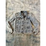 Gap Light Wash Distressed Button Front Icon Denim Jacket Women's Small Photo 7
