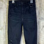 American Eagle  Straight Leg Skinny Black Distressed Ripped Size 0 Short … Photo 2