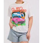 Free People  White Pink Beach Boys Convertible Surf Tropical Oversize USA T-Shirt Photo 85