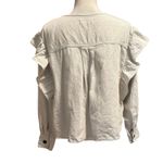 Isabel Marant Etoile Size 38 US M 6 Wally Chalk Top Blouse Ruffled Linen Blend Photo 3