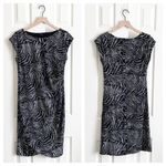 CHAUS Black & White Zebra Animal Print Cap Sleeve Sheath Career Dress Sz S Photo 1