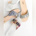 Dr. Scholls Dr. Scholl’s for J. Crew original sandals navy blue white gingham women’s size 9 Photo 1