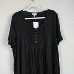 kim rogers Women's Black Honeycomb V-Neck Short Sleeve Flowy Top Size XXL NWT Photo 5