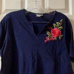 Rebecca Malone  Navy Embroidered Short Sleeve Tee Photo 5