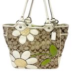 Coach Signature Bleecker Daisy Tote F14724 Khaki Brown Floral Shoulder Bag Photo 0