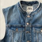 ZARA  Blue Denim Vest Waistcoat Size Medium Photo 3