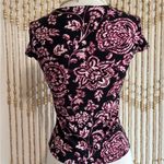 Ideology Y2K 2000s Black Pink Ornate Floral Stretchy Fairycore Whimsygoth Short Sleeve XS Photo 1