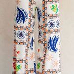 Label of Love Anthro Tropical Floral Fruit Geometric Print Wide Leg Pants Medium White Photo 0