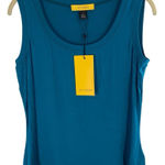 St. John St. John Women’s M Sleeveless Top Solid Teal Baltic Blue Tee Simple Basic New Photo 0