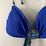 Xhilaration bright blue aqua colored beaded detail bra bikini top tie back Photo 1