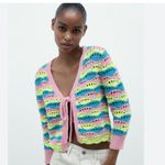ZARA NWT STRIPED KNIT CARDIGAN CROCHET BLOGGERS FAV MULTICOLOR Photo 1