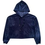 Philosophy Navy Velvet Pull Over Hoodie Cropped Top , Medium Photo 1