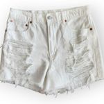 American Eagle White Ripped Distressed High Waisted 90s Boyfriend Jean Shorts 8 Photo 9