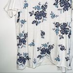 Lucky Brand 100% Cotton White Blue Embroidered Flower Cold Shoulder Top Photo 4