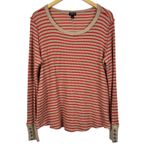 Torrid Womens Striped Long Sleeve Thermal Fitted Crew Neck Beige Red Size 2 Photo 3