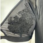 Urban Outfitters Black Embroidered Floral Long Sleeve Sheer Mesh Crop Top S Photo 2