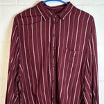 American Eagle  Striped Tie Front Button Up Collared Long Sleeve Shirt Size Small Photo 1