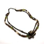 Chico's Chico’s Layered Green Stone Layered Bronze Tone Necklace Career Multi-Strand Photo 0