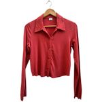 Wilfred Aritzia  Pose Collared Button Up Waist Crop Blouse Size Medium Photo 2