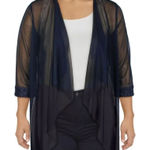 R & M Richards R&M‎ Richards Cardigan Size 16 Black 3/4 Sleeve Glitter Mesh NEW Photo 0