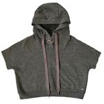 Alo Yoga Realm Short Sleeve Charcoal Gray Hoodie Top Photo 1