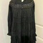 Anthropologie Maeve  Long Sleeve Black Lace Mini Dress Bohemian Baby Doll $158 Photo 1