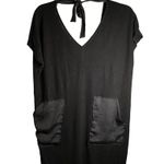 Lou & grey Women's Black Linen Blend Tie Back Pockets Shift Dress Small *Pinhole Photo 5