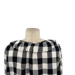 J.Crew Open Ruffle V-neck Button-up Shirt Gingham Plaid Check Black White XL Photo 7