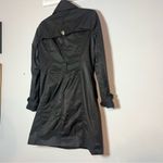 White House | Black Market Black Double Breasted Trench Coat Cotton Nylon Size S Photo 9