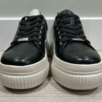 NIB J/SLIDES NYC West Black Leather Sneaker Shoes White Platform Soles Size 9M Photo 1