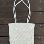 Vintage White Crochet Boho Bag Shoulder Bag Purse Woven Tote Bag Photo 2