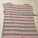 J.Crew Pink Green Stripe 100% Linen Cap Sleeve Pocket Shirt Top Size XS *FLAW* Photo 5
