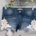 Love, Fire Love Fire Denim Jean Shorts Stretchy Womens 0 Crochet Lace Photo 0