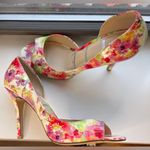 Elle Vibrant Floral Dorsay Peep-Toe Heels Photo 9