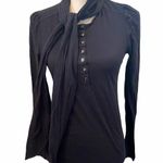 Marc by Marc Jacobs  Size XS Black Cotton Tie Neck Long Sleeve Top. Photo 0
