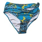 Blue Pattern Print Gold Chains Halter Neck Bikini Top & Bottoms Size XL Photo 1