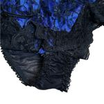 Vintage Blue Black Lace Teddi Teddy Romper Lingerie Boning Lace Up Front Small Photo 3