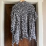 Hollister Sweater Vest Women S/M Black White Open Front Draped Fringe Oversized Photo 3