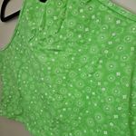 BP Halter Crop Top Neon Green Frosty Follard Floral Print Casual Neutral Photo 2