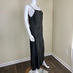 ZARA NWT dark hunter green satin embroidered floral print satin maxi slip dress Photo 12